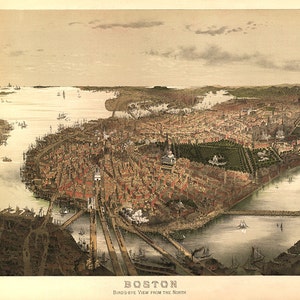 1877 Vintage Boston Map image 1