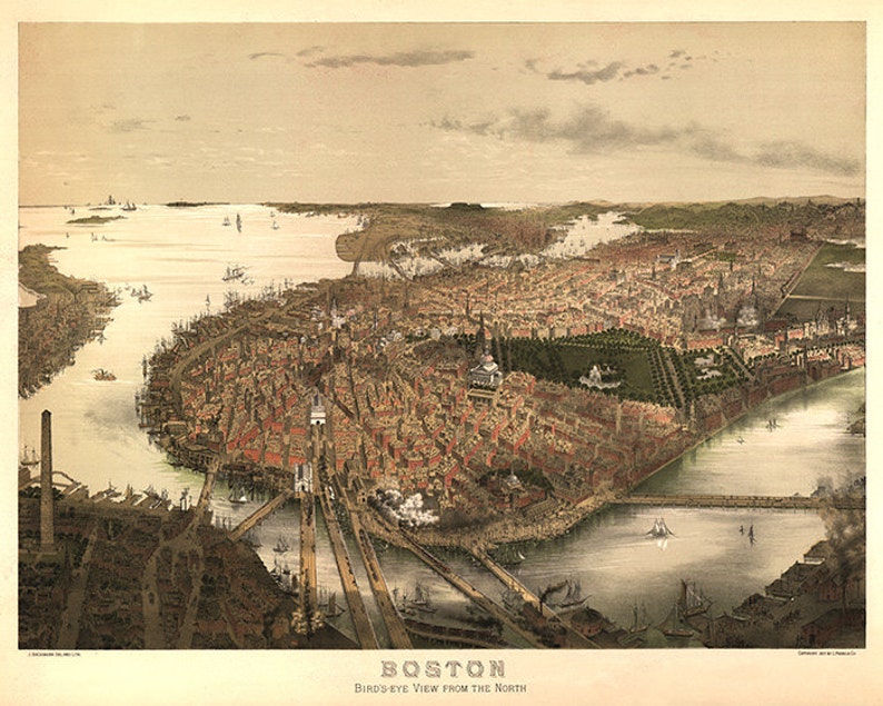 1877 Vintage Boston Map image 1