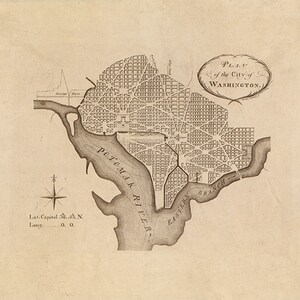 Mapa L'Enfant 1792 Vintage Washington DC