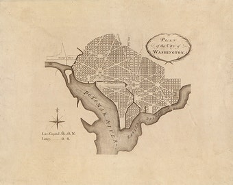 L'Enfant 1792 Vintage Washington DC Map