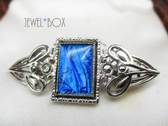 Vintage MORPHO BUTTERFLY WING Celtic Scrolls Real… - image 1