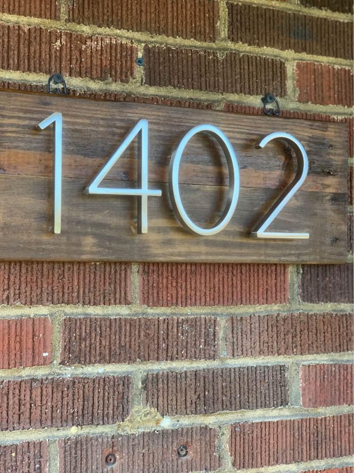 Modern House Number Plaque on Reclaimed Wood Etsy