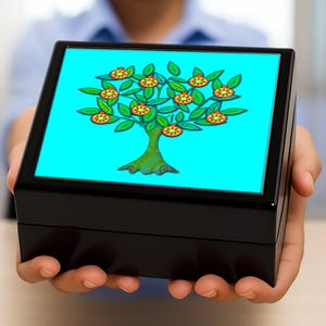 Bat Mitzvah present with tree of life keepsake box, personalized storage forBat Mitzvah jewelry, Jewish gift, pomegranate tree of life