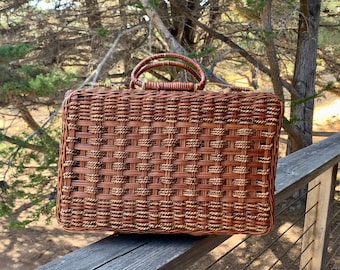 Étui en osier vintage / Panier pique-