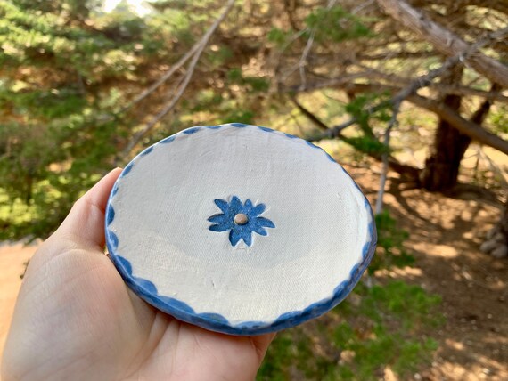 Vintage Handmade Floral Trinket Dish - image 6