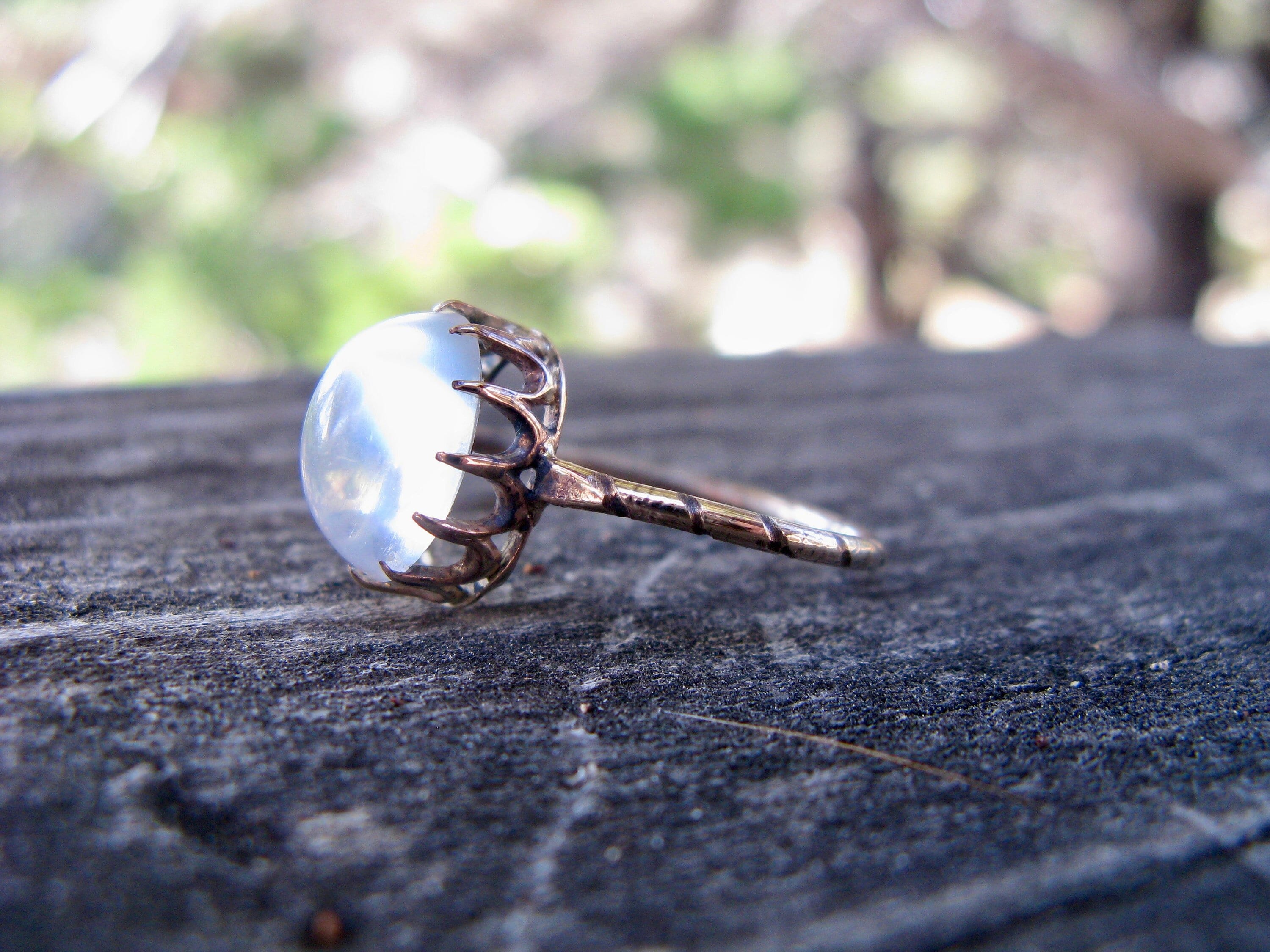 Nature Inspired Moonstone Ring Rainbow Blue Moonstone Engagement Ring –  PENFINE