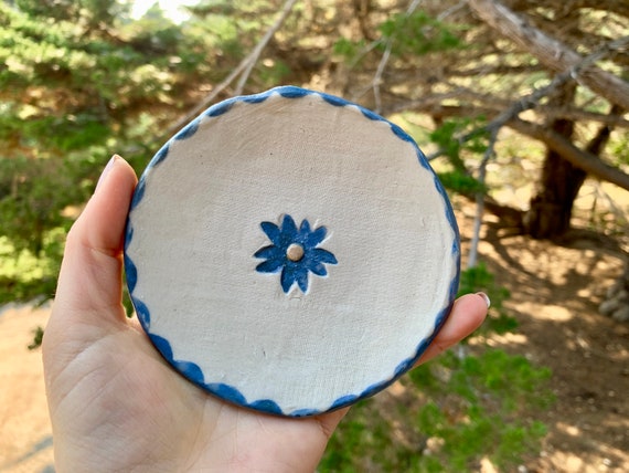 Vintage Handmade Floral Trinket Dish - image 3