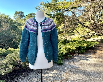 Vintage Handmade Wool Fairisle Cardigan - S