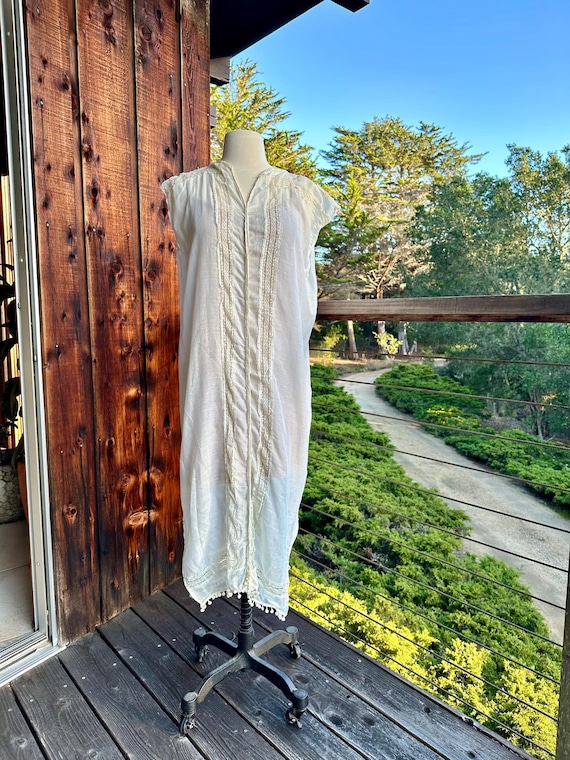 white lace smock dress 1393-WHITE LACE TRIM COLLAR SMOCK DRESS 6Y