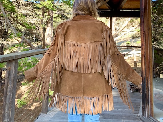 Vintage Boho Suede Jacket with Long Fringe