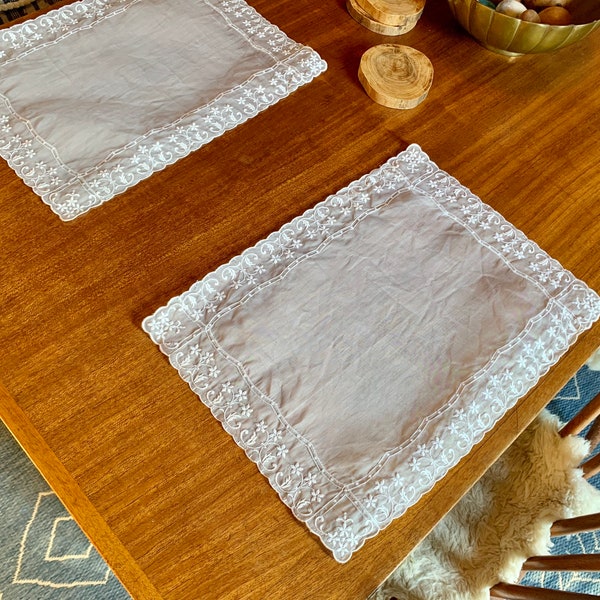 Set of 10 Vintage French Lace Placemats