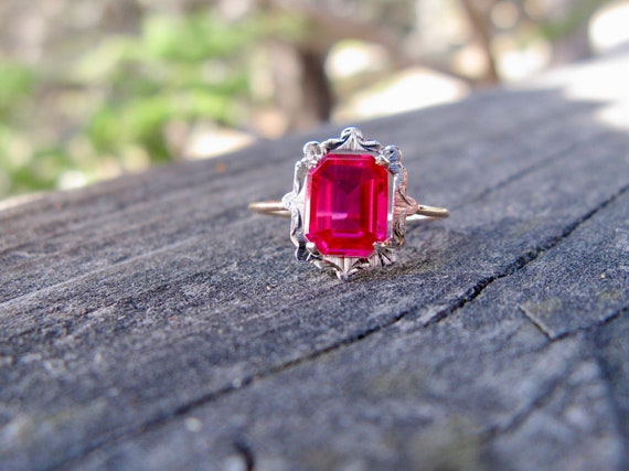 Antique Art Deco Ruby Ring - image 1