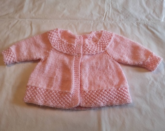 Infants round yoke vintage baby pink knitted sweater