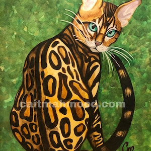 Bengal Cat Wall Art Print of Bengal Bengal Cat Watercolor Print Cat Mom Gift Cat Themed Gift Funny Cat Art Cat Wall Decor Cat Wall Art
