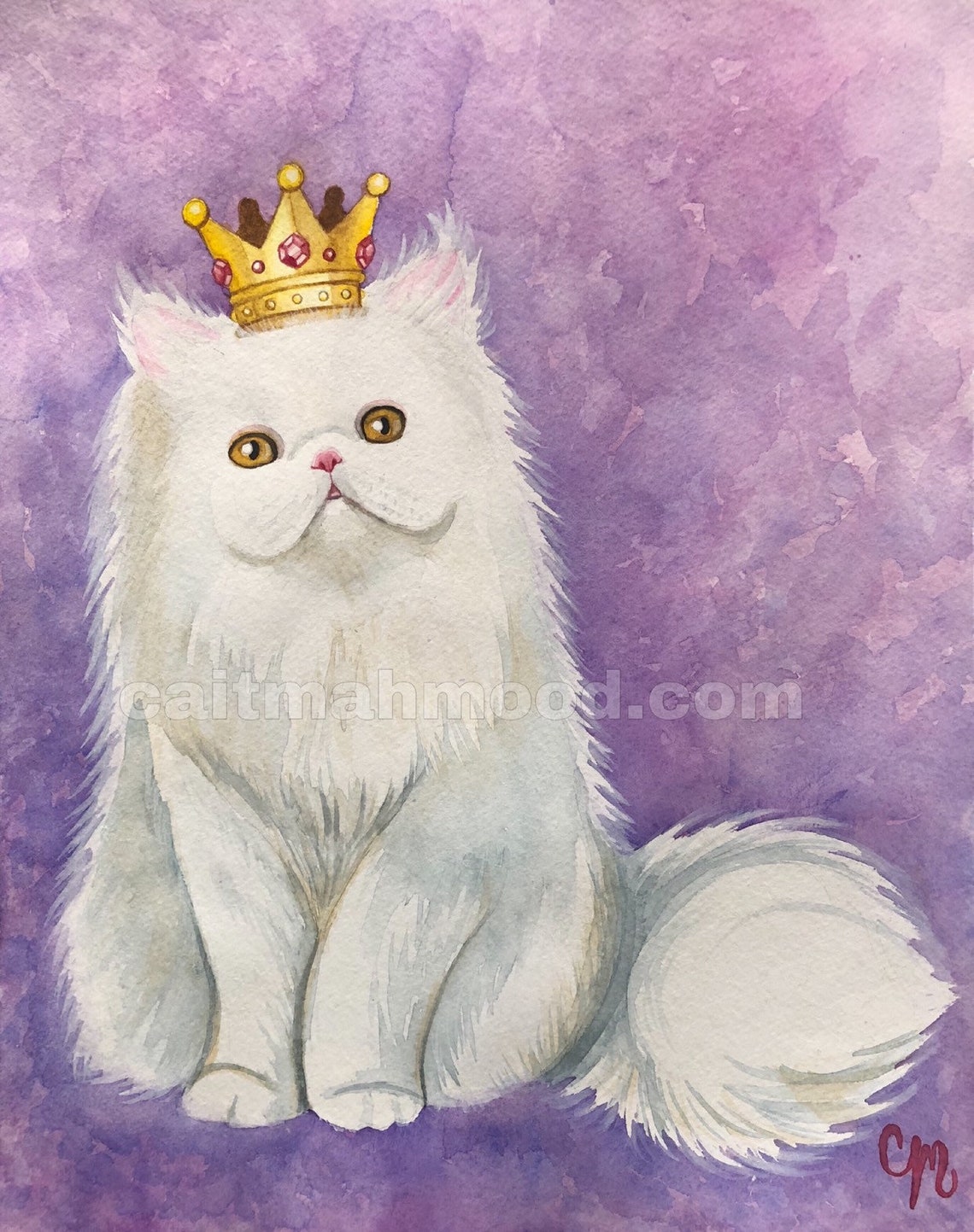 Persian Cat Artwork White Cat Art Print Cat Wall Decor Print of Persian ...