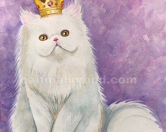 ペルシャ猫のアートワーク 白猫のアートプリント 猫の壁飾り ペルシャ猫のプリント 白猫のプリント 猫ママへのギフト ペルシャ猫のイラスト
