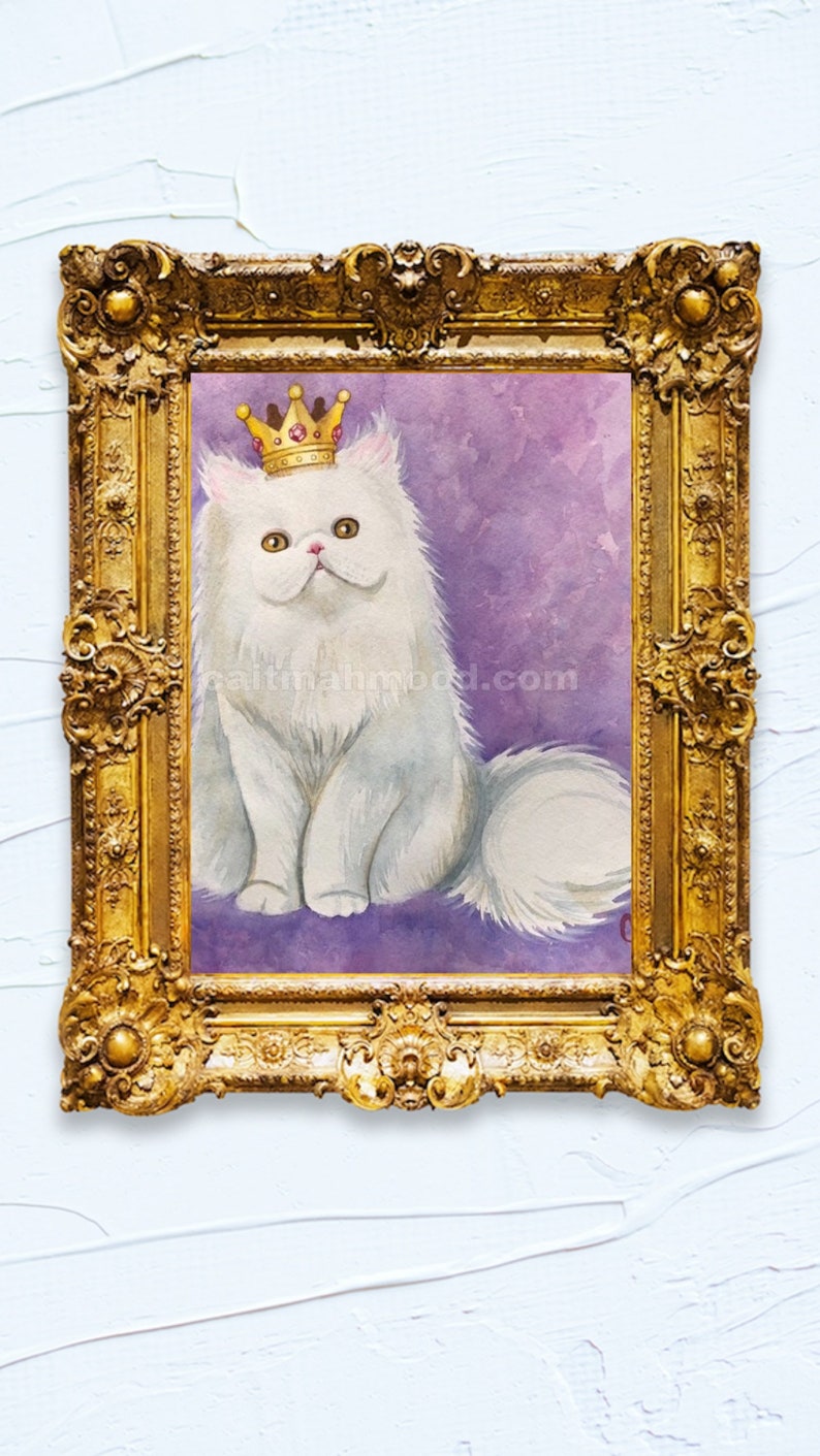 Persian Cat Artwork White Cat Art Print Cat Wall Decor Print of Persian ...