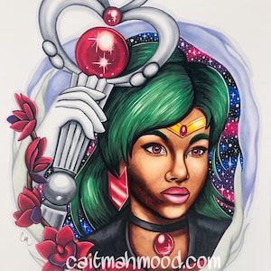 Sailor Pluto Fine Art Print Copic Maker Art Print Sailor Scout Fan Art Sailor Moon Fan Art Anime Fan Art Anime Wall Decor Girl Room Wall Art