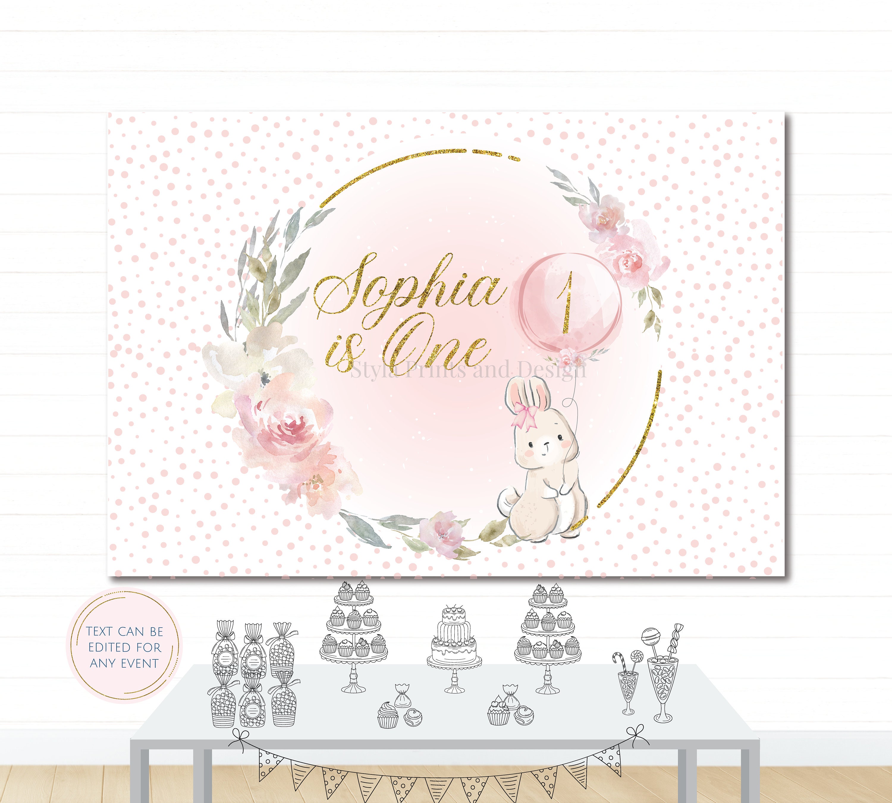 Some Bunny is One Backdrop Bunny Rabbit Birthday Banner | Etsy