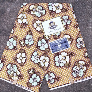 Silver Metallic Bouquet Pattern Wax Block Ankara Cotton Fabric by Julius Holland sold by yard or 6-yd piece (from The Netherlands)