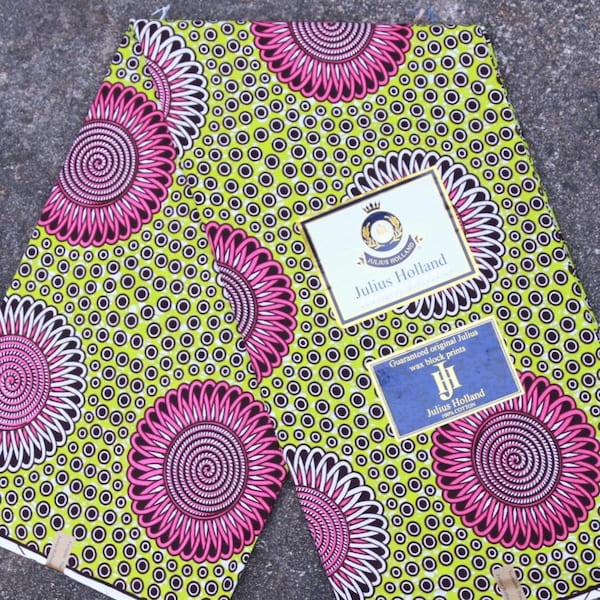 Sunflower Pattern Wax Block Ankara Cotton Fabric by Julius Holland sold by yard or 6-yd piece (from The Netherlands)