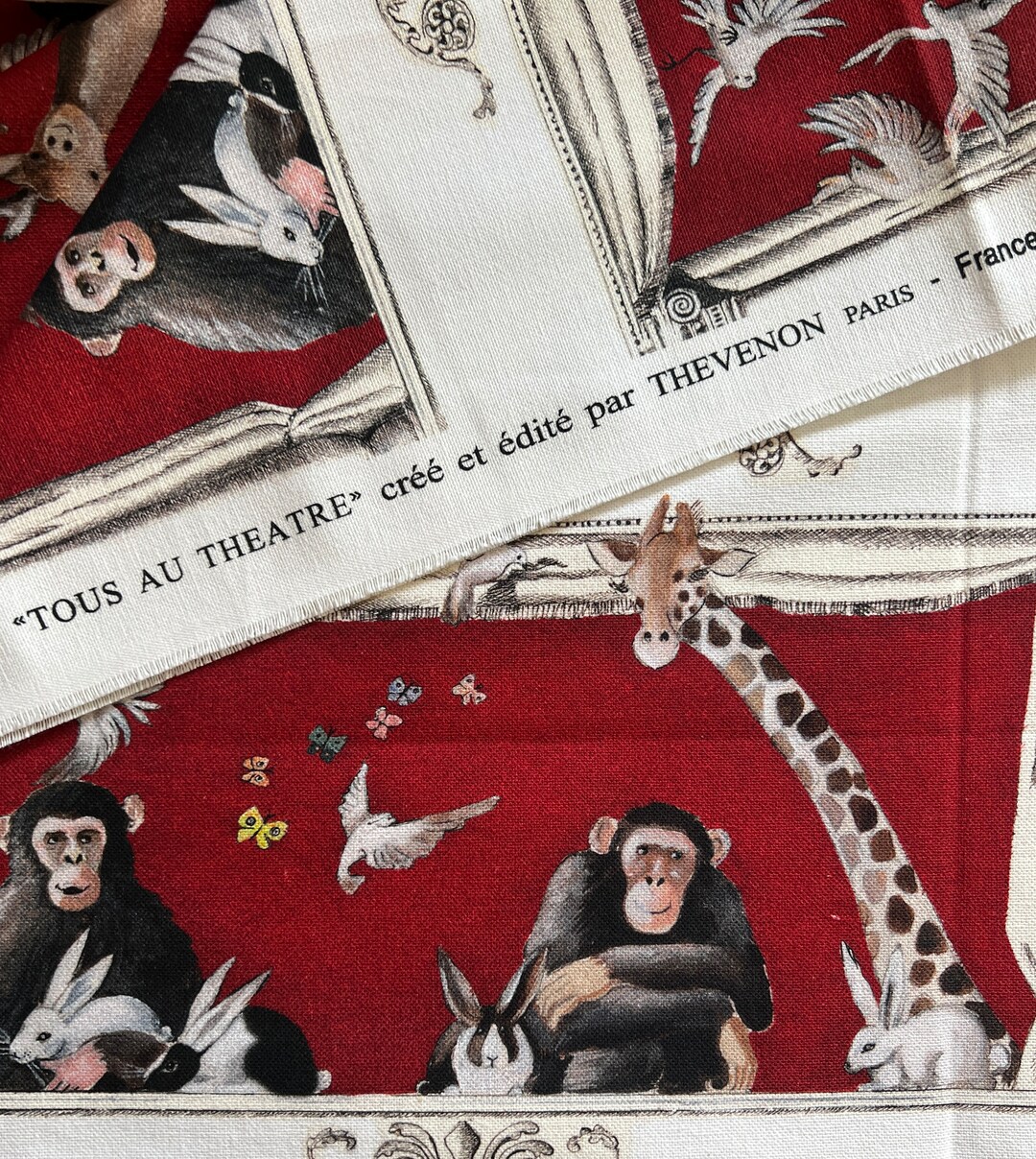 37 Inch Piece, animals to the Theater French Decorator Weight Toile