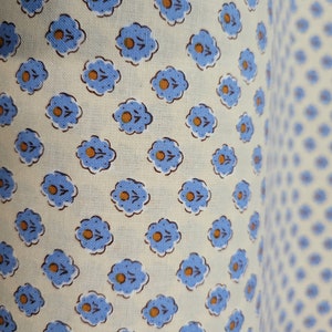 Off White and Blue French Allover Fabric, priced by the HALF yard, for Sewing, Crafting, Quilting