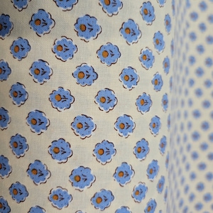 Off White and Blue French Allover Fabric, priced by the HALF yard, for Sewing, Crafting, Quilting