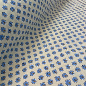 French Allover Fabric | Off White and Blue | 100% Cotton | Approx. 63 inches wide | Priced by the HALF Yard | For Sewing, Crafting, Quilting