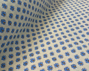 French Allover Fabric | Off White and Blue | 100% Cotton | Approx. 63 inches wide | Priced by the HALF Yard | For Sewing, Crafting, Quilting