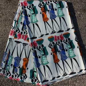 Tela con estampado de mujeres africanas coloridas / 100 % algodón / Se vende cortada a medida / Para costura, acolchado, manualidades y más