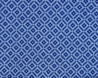 Da Gama 3 Cats indigo shweshwe fabric with squares from South Africa priced by the HALF meter from USA- quilting, apparel, home decorating