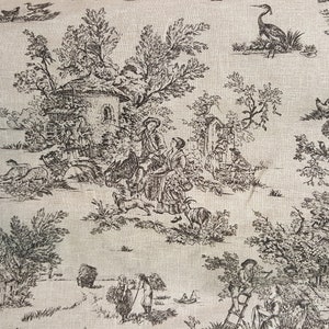 Dark Gray French Pastoral Small-Scale Toile de Jouy Fabric (60&quot; wide) | Priced by the HALF Yard | All Cotton | For Sewing, Quilting, Crafts
