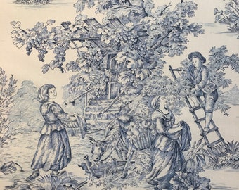 French Toile de Jouy and Drapery Fabric (108-in wide)