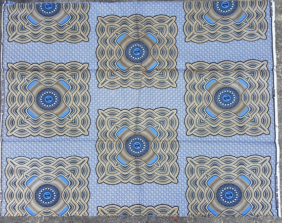 Sold by the Yard Dutch Periwinkle and Metallic Gold Wax