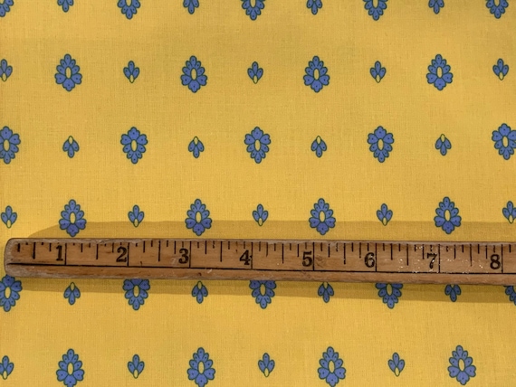 Acrylic Coated yellow and blue foulard design fabric (64" wide), priced by the HALF yard