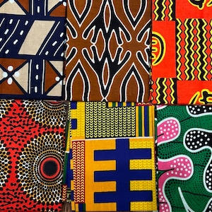 Set of Ten, Assorted Fat Quarters (18&quot; x 22&quot;) of African Printed Fabric | 100% Cotton | For Sewing, Quilting, Crafts and More