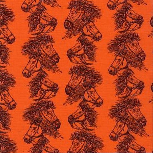 Approx. 54" Wide | Orange French Camargue Horse Shirt-Weight Cotton Fabric | Priced by the HALF Yard | Perfect for Sewing, Crafting and More