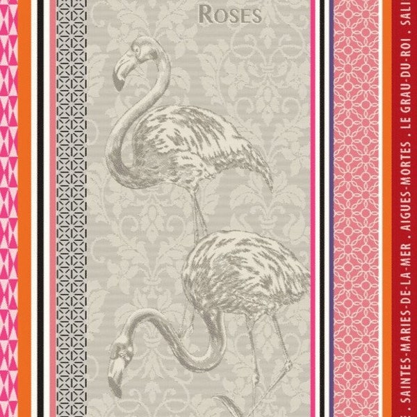 Les Flamants Roses "Pink Flamingos" Tea Towel | 100% Cotton | Made by Tissus Toselli in France | For Home Decor, Gifts, Kitchens and More