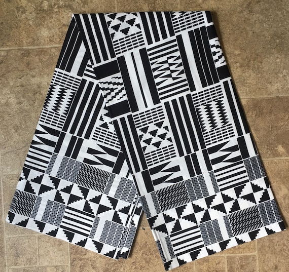 Black and White Kente Cloth Design Cotton Fabric Sold by the - Etsy