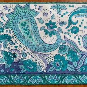 Set of SIX, 61 Inch Length Pieces | (5&quot; Wide Border) French Vintage Les Olivades &quot;Bandes Maillaneco&quot; Cotton Border | (VB47)