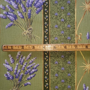 French Lavender Fabric (Green border) priced by the HALF yard