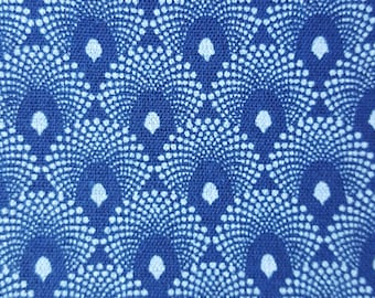 3 Cats indigo feather or flame pattern shweshwe fabric from South Africa priced by the HALF meter from USA