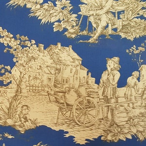 French Blue Pastoral Toile Fabric 71 Wide Priced by - Etsy