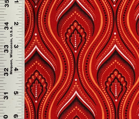 HALF Meter Orange, White, and Black on Red Abstract Pattern HALF Meter Orange, White, and Black on Red Abstract Pattern