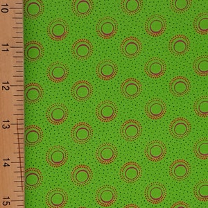 3 Cats shweshwe eclipse pattern fabric in lime green from South Africa priced by the HALF meter - shipped from USA