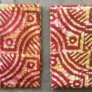 Dark Red, Light Green, and Blue Batik African Damask 5-yd pack from Mali (aka Bazin and Brocade)