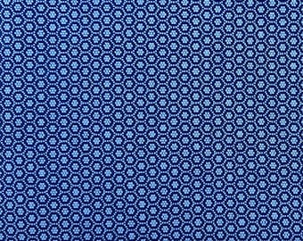 White on Indigo "Honeycomb" Print Shweshwe Fabric from South Africa (1260) | Sold by the HALF Meter - For Quilting, Sewing