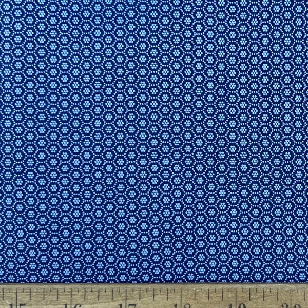 White on Indigo "Honeycomb" Print Shweshwe Fabric from South Africa (1260) | Sold by the HALF Meter - For Quilting, Sewing