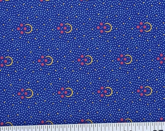 Authentic Da Gama indigo blue, red, gold, and light blue shweshwe fabric from South Africa - quilting, apparel, crafts & decorating